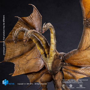Medium view of HIYA Exquisite Basic King Ghidorah 2.0 action figure highlighting articulated triple necks and textured chest scale armor.