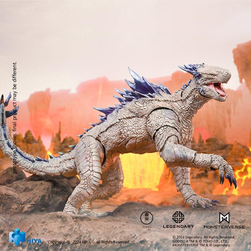HIYA Toys Exquisite Basic Shimo figure in an aggressive walking pose surrounded by lava rocks