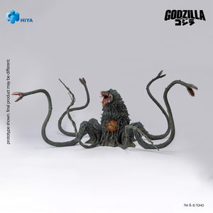 Hiya Toys Exquisite Basic Biollante figure front studio view with spread fanged tendrils and translucent orange core on a white background.