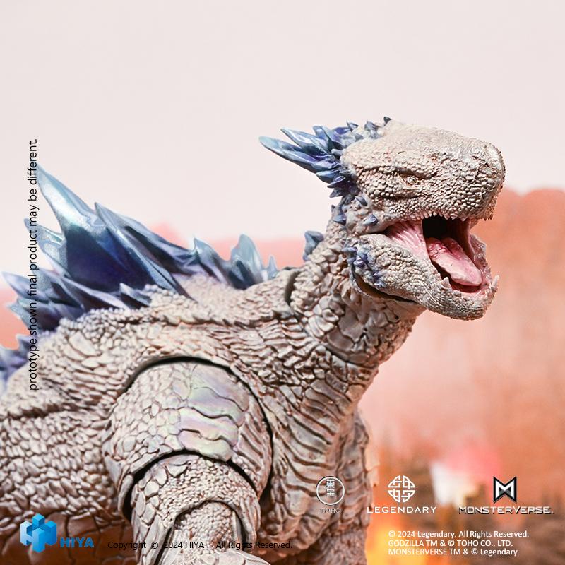 Detailed close-up of the open mouth, jaw articulation, and neck scales on the HIYA Toys Shimo figure