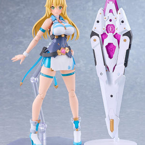 Fully assembled Honey Kisaragi PLAMATEA plastic model in a neutral standing pose with display stand.