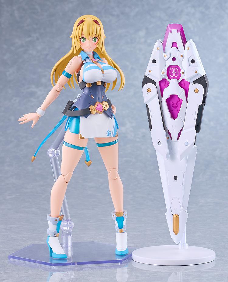 Fully assembled Honey Kisaragi PLAMATEA plastic model in a neutral standing pose with display stand.
