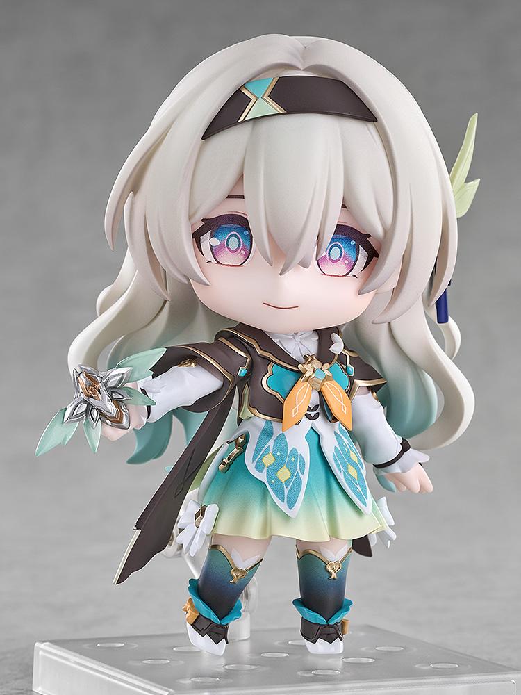 Front view of Firefly Nendoroid figure on stand holding SAM transformation device