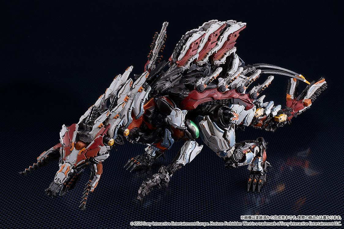 High-angle shot of the Slaughterspine model kit focusing on the back-mounted Plasma Spine Launchers and complex armor layering.