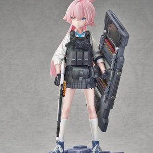 Full straight-on view of the Hoshino Battle figure from Blue Archive showcasing her uniform and equipment.