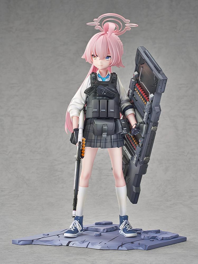 Full straight-on view of the Hoshino Battle figure from Blue Archive showcasing her uniform and equipment.