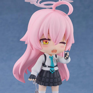 Close-up of the Hoshino Takanashi Nendoroid showing the panicked expression face plate and detailed school uniform.