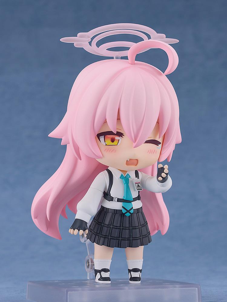 Close-up of the Hoshino Takanashi Nendoroid showing the panicked expression face plate and detailed school uniform.