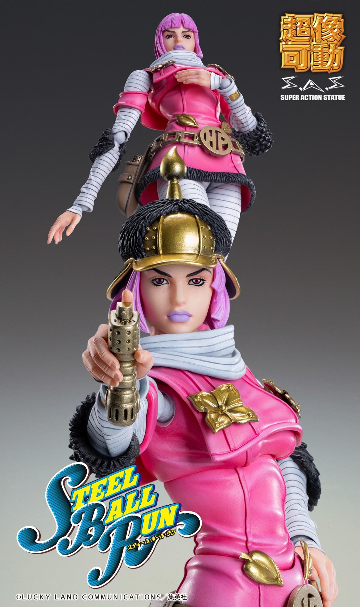 Composite image showing both a neutral standing pose and a dynamic action pose of the Hot Pants figure.