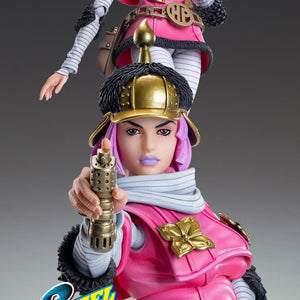 Composite image showing both a neutral standing pose and a dynamic action pose of the Hot Pants figure.