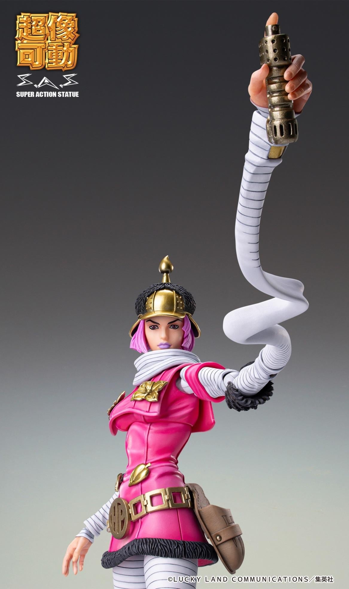 Hot Pants Super Action Statue utilizing the long, coiled arm effect part for extended reach.