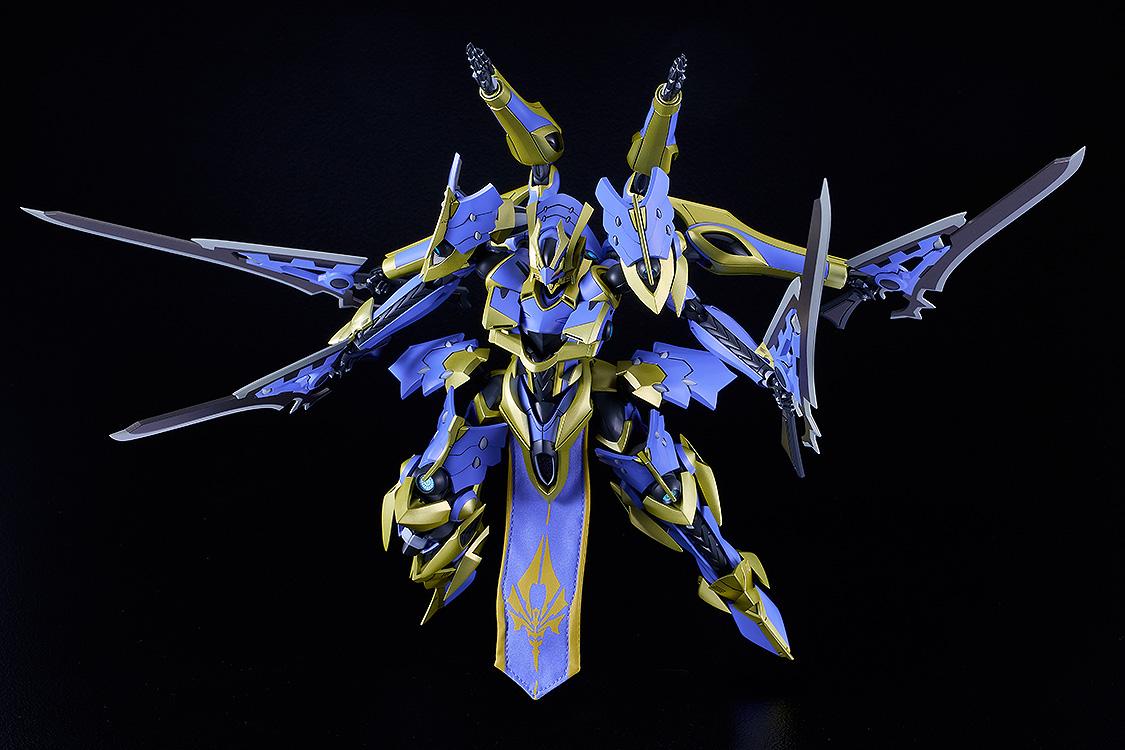 Dynamic action pose of the base Ikaruga model kit with all four sub-arms deployed.