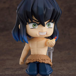 Inosuke Hashibira Nendoroid with an eating expression face plate and shrimp tempura accessory.