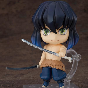 The unmasked face plate for Inosuke Hashibira Nendoroid, revealing his handsome human face and green eyes.