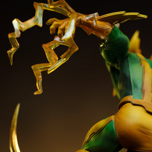 A close-up of Electro's arm, focusing on the translucent yellow lightning sculpted around his hand, ready to strike.