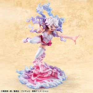 Wide angle view showing the dynamic floating pose and smoke base of the Jewelry Bonney figure.