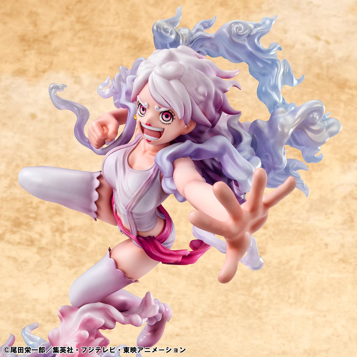 Close-up of Jewelry Bonney's face and purple hair detail in her Nika-inspired transformation.
