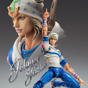 Close-up profile of the Johnny Joestar figure highlighting the detailed head sculpt, hat textures, and expressive face parts.