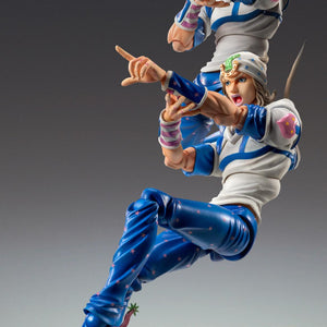 Johnny Joestar action figure using interchangeable hand and effect parts to recreate the Tusk nail bullet spin attack.