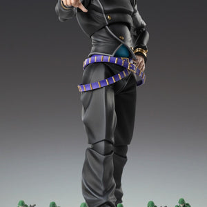 Full body shot of Keicho Nijimura Super Action Statue pointing forward with six Bad Company mini-soldier figures at his feet.