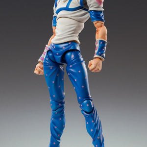 Full front view of the 15cm Johnny Joestar Super Action Statue featuring his signature blue star-patterned outfit and horseshoe emblem.