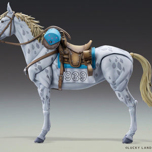 Left side profile of Slow Dancer showing the articulated leg joints and the number 939 printed on the saddle cloth.