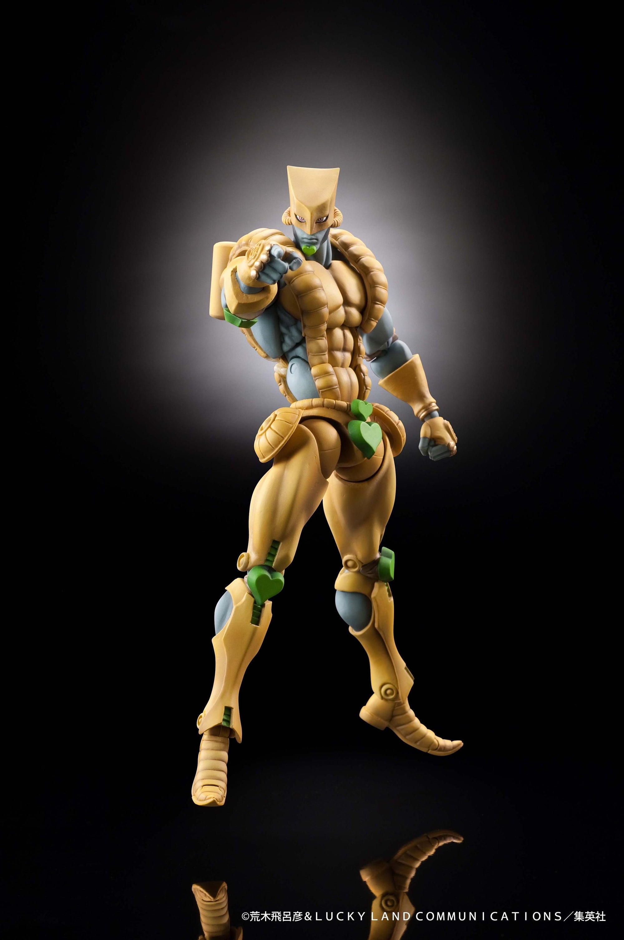 The World action figure from JoJo's Bizarre Adventure pointing forward against a dark studio background.