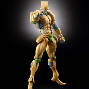 The World action figure from JoJo's Bizarre Adventure pointing forward against a dark studio background.