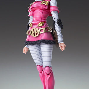 Full body front view of the Hot Pants action figure from Steel Ball Run in her signature pink outfit.