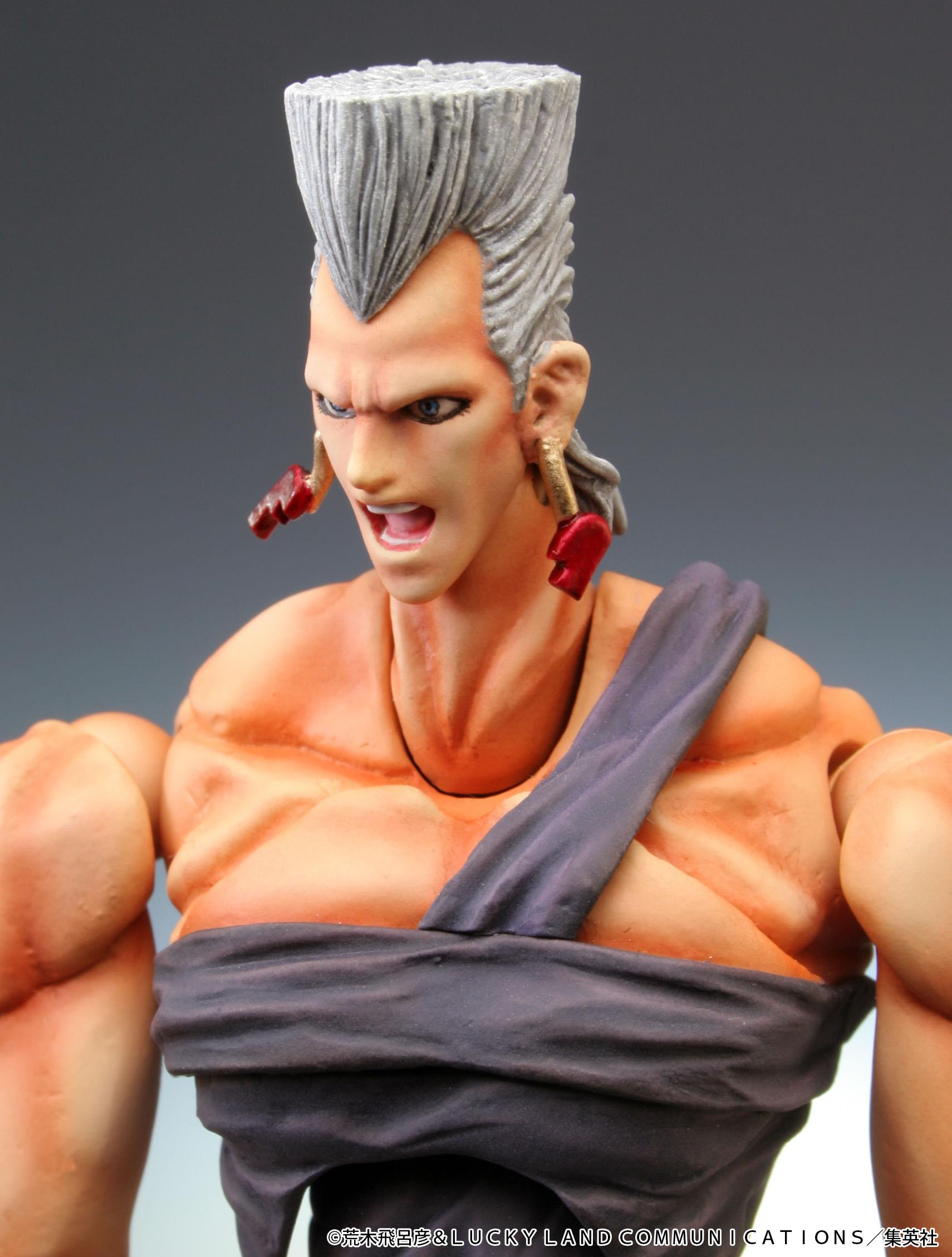 Close-up portrait view of Jean Pierre Polnareff figure with shouting battle facial expression