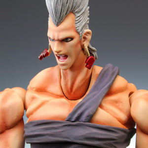 Close-up portrait view of Jean Pierre Polnareff figure with shouting battle facial expression