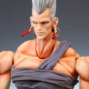 Close-up portrait view of Jean Pierre Polnareff figure with serious stern face plate