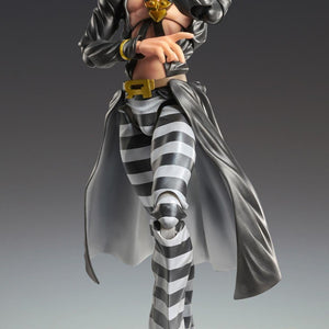 Highly articulated Medicos Super Action Statue Risotto Nero figure posed in a dynamic battle stance against a neutral studio background.