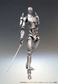 Main full body standing pose of JoJo's Bizarre Adventure Silver Chariot Super Action Statue holding rapier