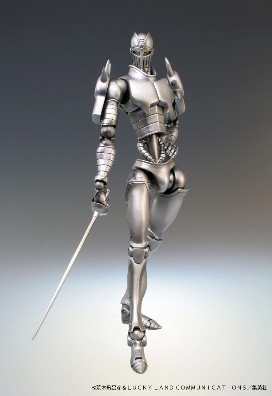Main full body standing pose of JoJo's Bizarre Adventure Silver Chariot Super Action Statue holding rapier