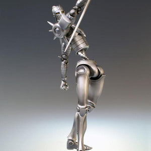 Dynamic action pose of Silver Chariot Super Action Statue thrusting rapier sword upwards