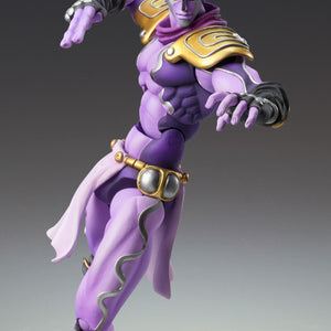 Dynamic flying combat pose of Medicos Star Platinum Third Super Action Statue figure with open hand strike.