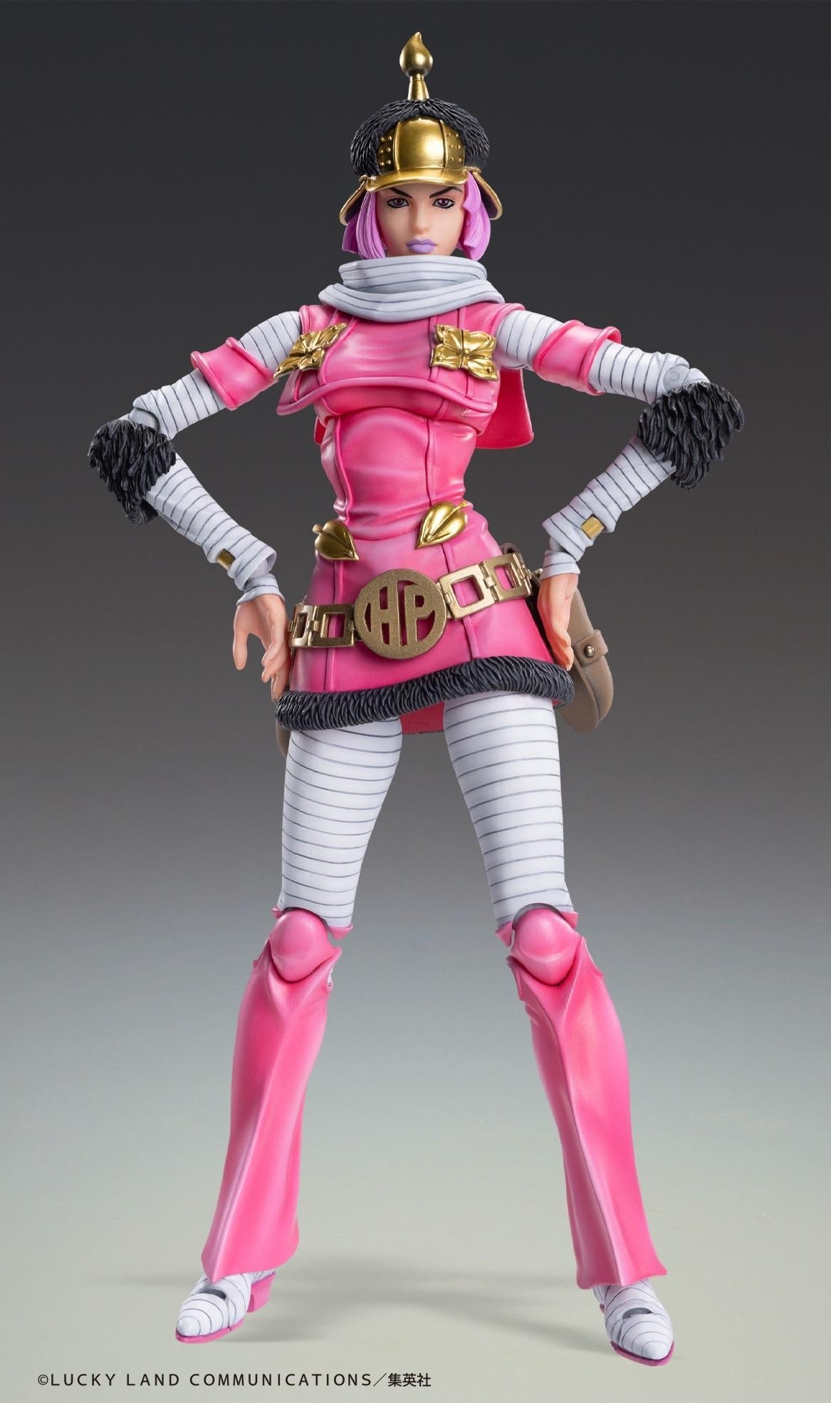 Front view of the Hot Pants figure with hands on hips, showcasing the character's unique helmet and aesthetic.