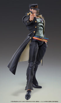 Medicos Super Action Statue Jotaro Kujo Ver.2 action figure in his iconic forward pointing stance.