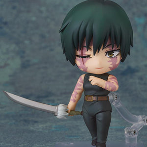 Maki Zen'in Nendoroid Basic figure in her awakened form standing on a clear display base with her sword held at her side.