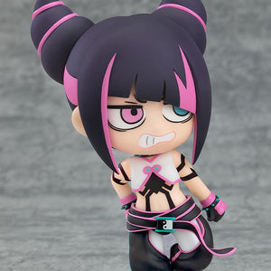 Close-up of Juri-chan Nendoroid featuring her glaring face plate and signature horned hair.