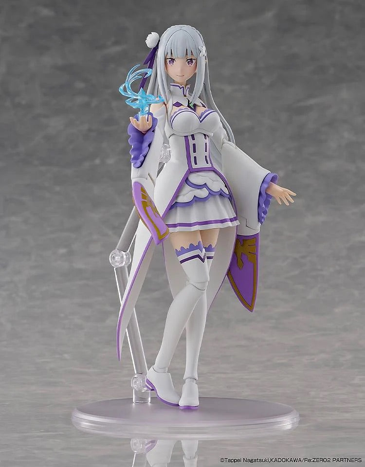 Emilia figure holding the blue, glowing ice magic effect part in her hand, ready to cast a spell.