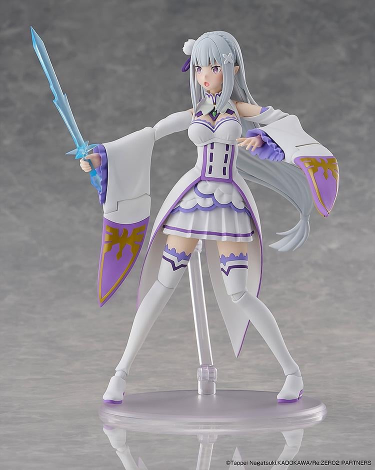 Emilia figure in her regular outfit, posed aggressively with the Ice Sword and a shouting expression.