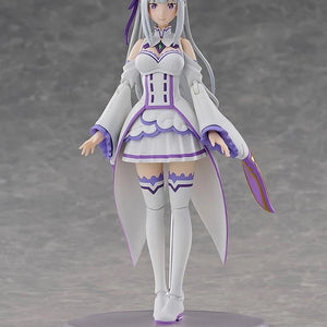 The Emilia figure wearing her iconic regular white and purple magical outfit in a neutral standing pose.