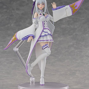 The Emilia figure in her regular outfit, smiling and waving, highlighting the flowing movement of her sleeves.
