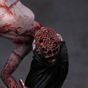 Macro close-up of the interchangeable sliced head part, detailing the intricate, hive-like flesh textures inside.