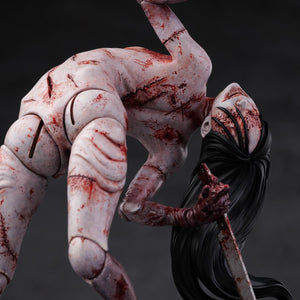 Close-up of the Kashimashi's arm and torso, showing the twisted joint and the blood-soaked kitchen knife accessory.