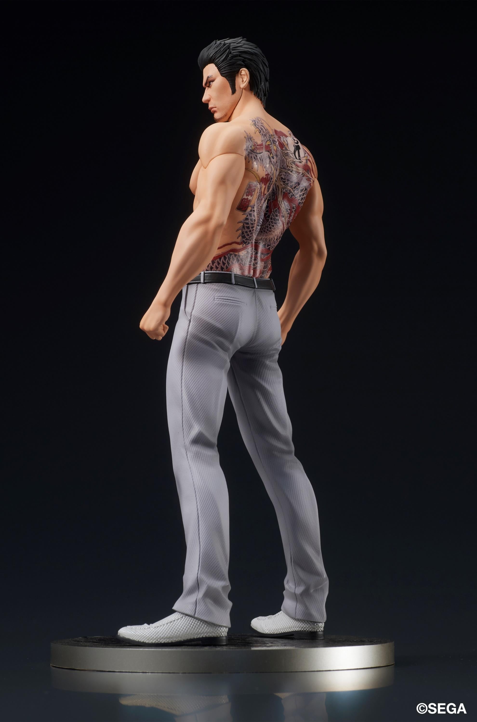 Kazuma Kiryu Spirited Expression Figure Side View with Back Tattoo visible