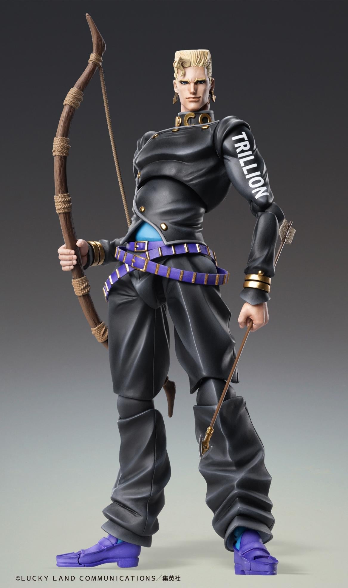 Keicho Nijimura Super Action Statue holding the bow and stand-creating arrow accessories from Diamond is Unbreakable.