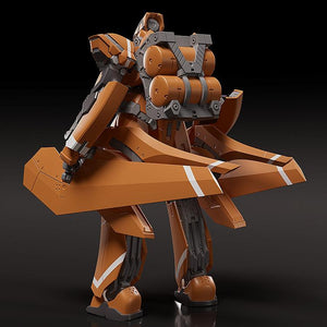 Rear view of the Sleipnir model kit focusing on the backpack battery units and mechanical internal structure.